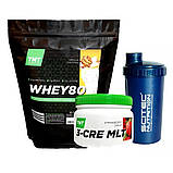Протеїн Whey 80 TNT Nutrition. Пакет 2 кг смак банановий пончик + Креатин + Шейкер, фото 3