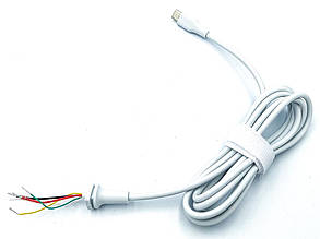 DC кабель (Type-C, USB-C) для блока живлення (30 W, 45 W, 65 W, 87 W) 5-проводів, 1.2m White. Від блока живлення до