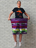 Женские шорты оптом большого размера с карманами летние пляжные (норма, батал) яркие р.52 56 60 64