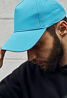 Повседневная крутая летняя бирюзовая кепка на липучці без малюнка