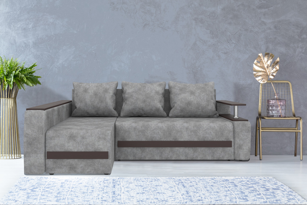 Угловой раскладной диван с нишей для белья и подушками Арлон еврокнижка Amely - фото 3 - id-p2192554962