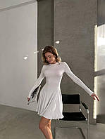 Женское трендовое платье мини с длинным рукавом. Арт 306А350 42/44 Белое