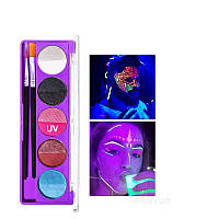 Ультрафиолетовые неоновые краски для лица и тела Handaiyan Краски светящиеся в темноте Аквагрим