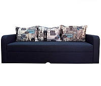 Раскладной диван прямой двухспальный с подлокотниками и тремя подушками Балтика шагающая еврокнижка Amely