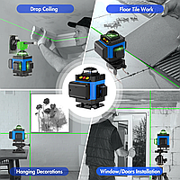 Самовыравнивающийся лазерный уровень 4д зеленый, Строительный лазер с зеленым лучом для точных измерений