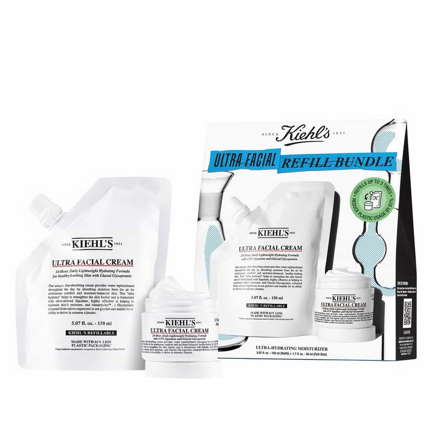 Набір: зволожуючий крем для обличчя - банка + рефіл Kiehl's Ultra Facial Cream Refill Bundle (50 мл + 150 мл)