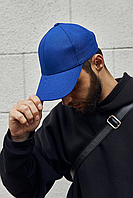 Стильна синя чоловіча кепка однотонна з липучкою, Класична чоловіча бейсболка