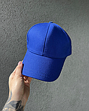 Стильна синя чоловіча кепка однотонна з липучкою, Класична чоловіча бейсболка, фото 4
