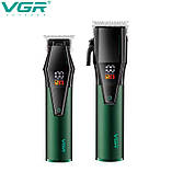 Машинка для стриження й окантовки акумуляторна (2 шт.) USB, зі змінними насадками VGR V-677 Зелений, фото 2