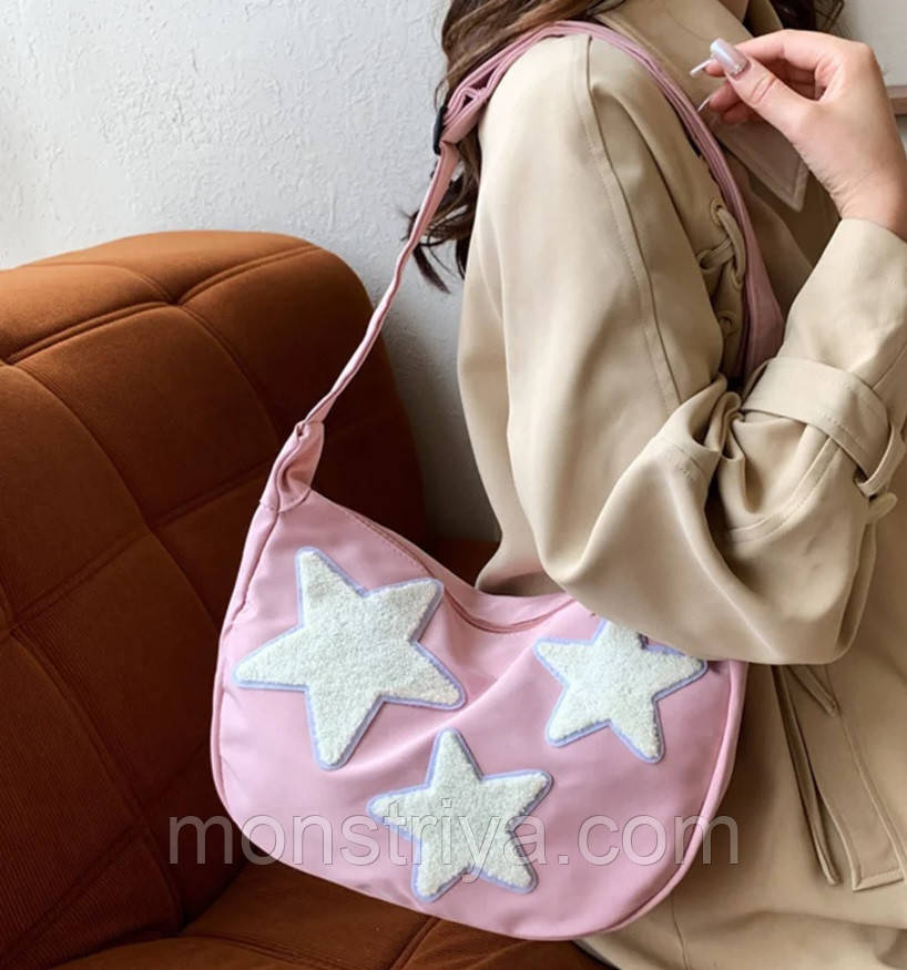 Стильна, молодіжна сумка STARS, рожева