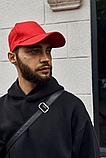 Крута червона кепка чоловіча однотонна з липучкою, чоловіча бейсболка без малюнка, фото 5