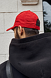 Крута червона кепка чоловіча однотонна з липучкою, чоловіча бейсболка без малюнка, фото 4