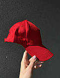 Крута червона кепка чоловіча однотонна з липучкою, чоловіча бейсболка без малюнка, фото 6