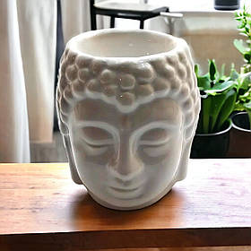 Аромалампа з кераміки для ефірних олій біла 7х7х8,5 см Будда