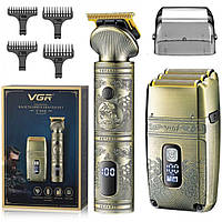 Машинка для стрижки волос и бороды VGR V-649, со сменными насадками / Аккумуляторный триммер от USB