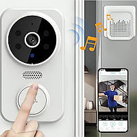Розумний дверний дзвінок з камерою та віддаленим доступом Wi-Fi, M8, Білий / Бездротовий дзвінок / Відеодомофон