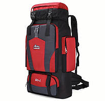 Рюкзак похідний 80 л для риболовлі та туризму червоний синій