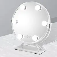 Кругле дзеркало для макіяжу з LED-підсвіткою Led Mirror JX-526, 5 LED, Білий
