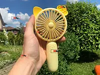 Портативный аккумуляторный мини вентилятор с ушками и RGB подсветкой Mini Fan (SQ-2165) Желтый