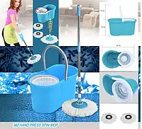 Швабра с металлическим отжимом и ведром с центрифугой для мытья пола Arivans, spin mop 360