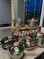 Набор кухонной посуды из нержавеющей стали Yimattel 12 предметов с индукционным дном