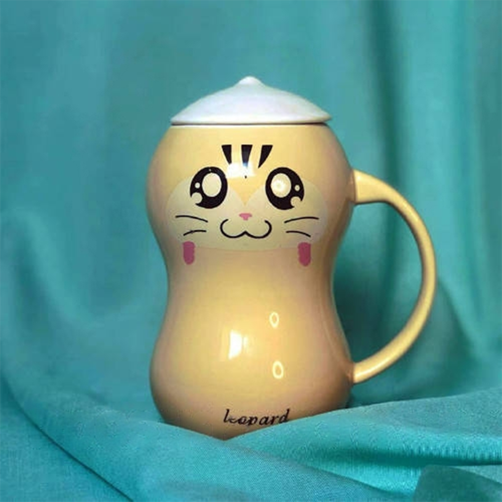 Кружка з кришкою "У світі тварин", 420мл (Керамічна чашка для кави та чаю)