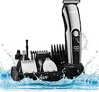 Беспроводная машинка-триммер для стрижки волос, бороды, усов, ушей и носа VGR V-107 Professional 11in1 Черный