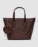 Жіноча сумка Louis Vuitton Small Neverfull Damier Ebene Canvas PM (коричнева) стильна сумка KIS01218