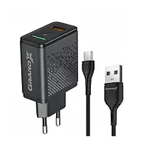 Сетевое зарядное устройство для телефона Grand-X CH-650T (Fast Charge 3-в-1 QC3.0, FCP, AFC, 18W + cable