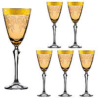 Набор бокалов для вина Lora Золотистый H80-070 190ml PS, код: 7242462