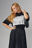 Женская футболка с принтом кружевного корсета - черный цвет, XL