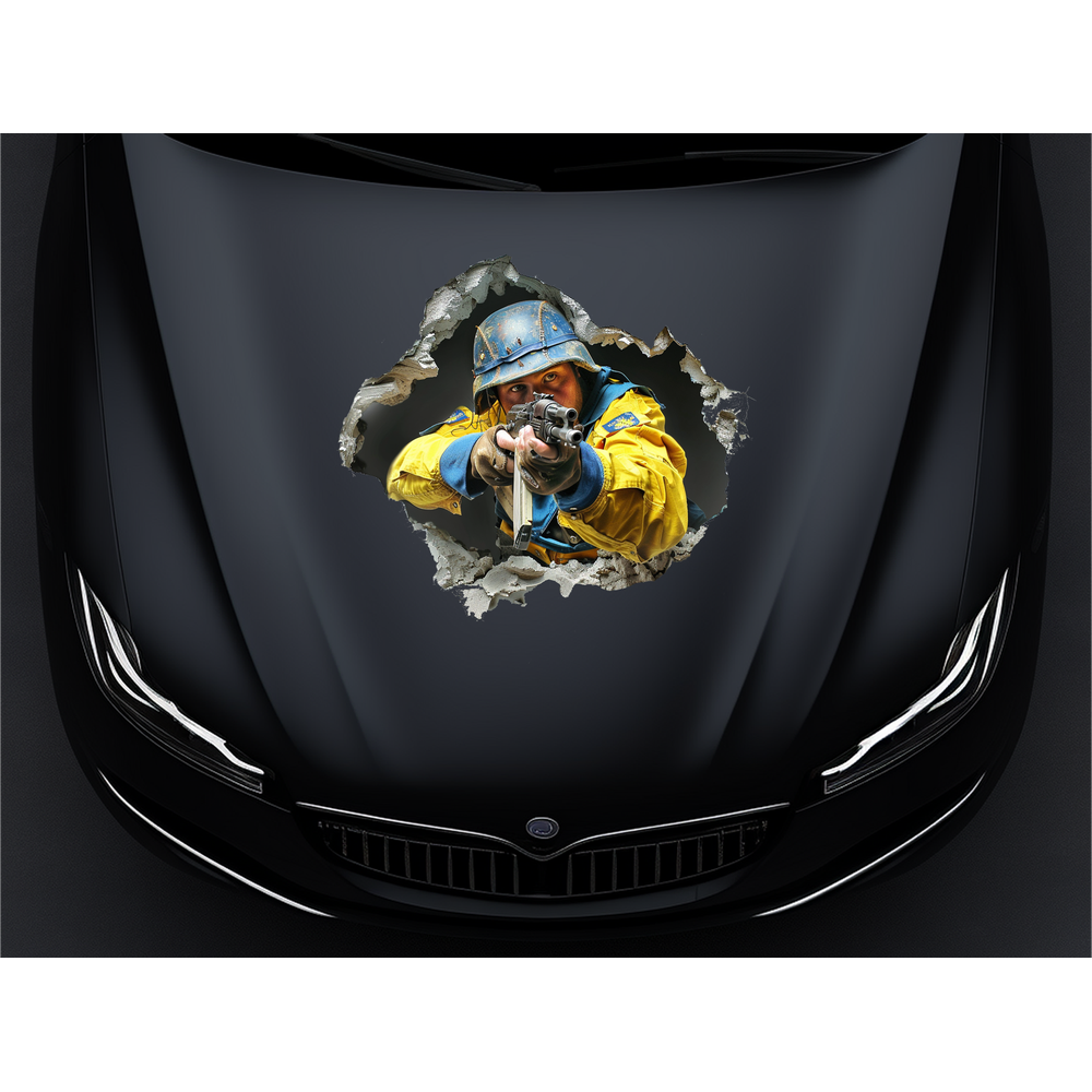 Наклейка "Солдат ВСУ" 3D для автомобіля, вініл, 50*50 см