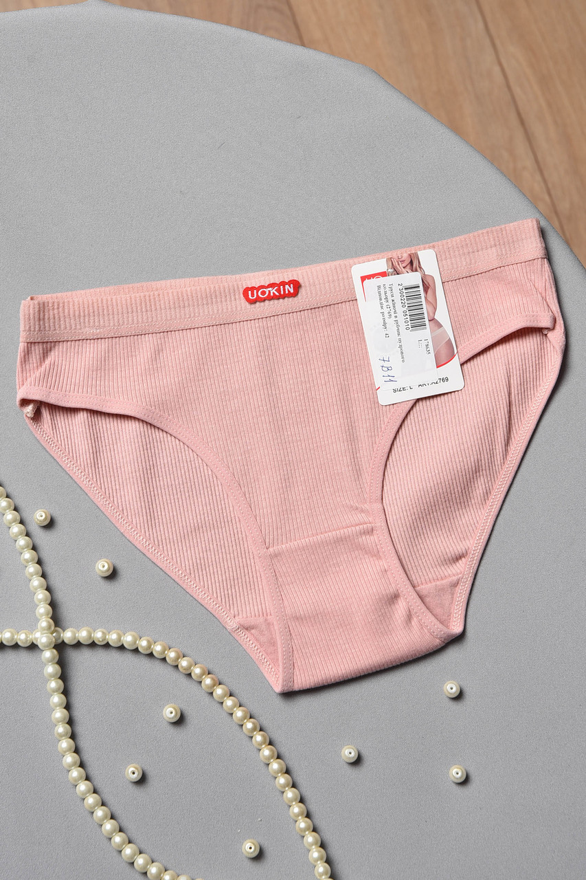 Труси жіночі в рубчик пудрового кольору р.L 178635S, фото 1