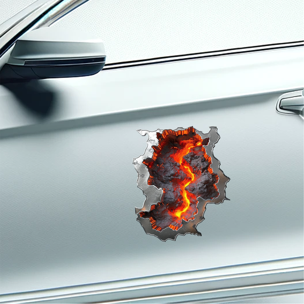 Красива наклейка "Лава в 3D" на капот машини, 15x15 см