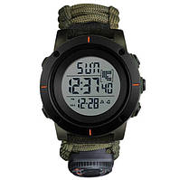 Годинник наручний Skmei 1213AG Compass термометр / свисток / кресало Black /Green