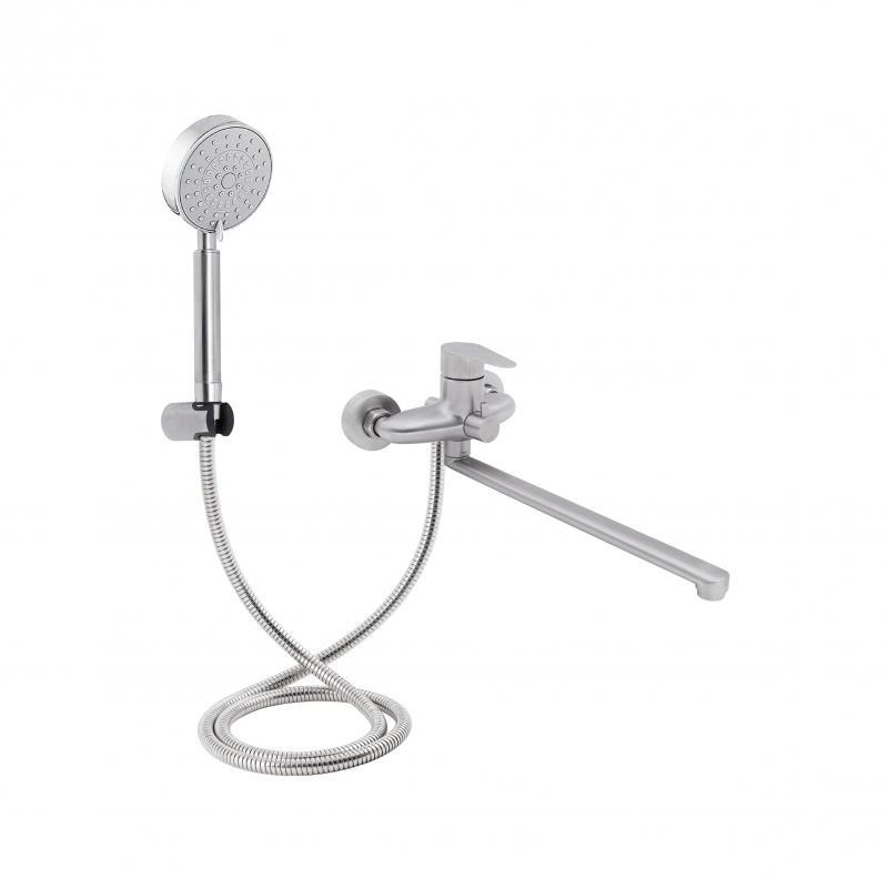 Змішувач для ванни Lidz Vida 005 з поворотним виливом (з душовим гарнітуром) (k35) LDVID005NKS38087 Nickel, фото 1