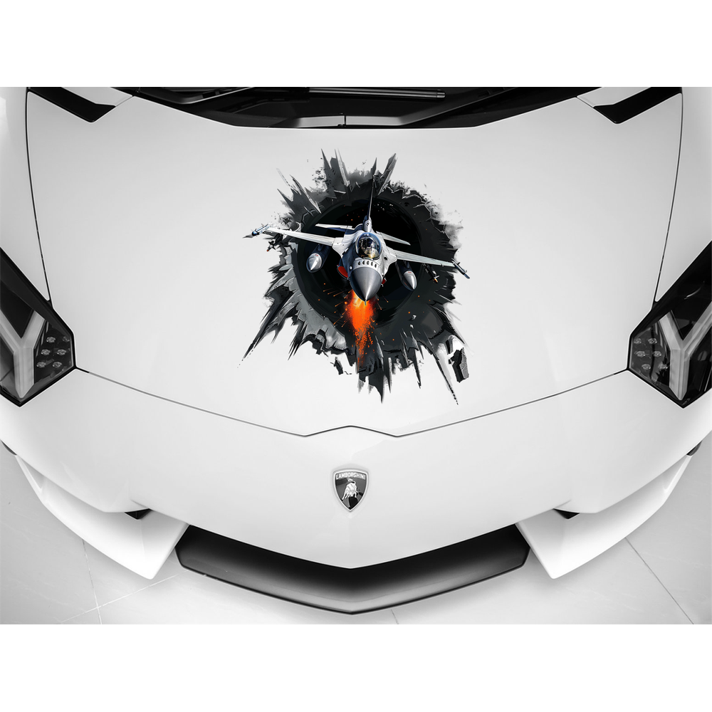 Велика 3D-наклейка "F16 на капоті" для автомобіля, 80x80 см