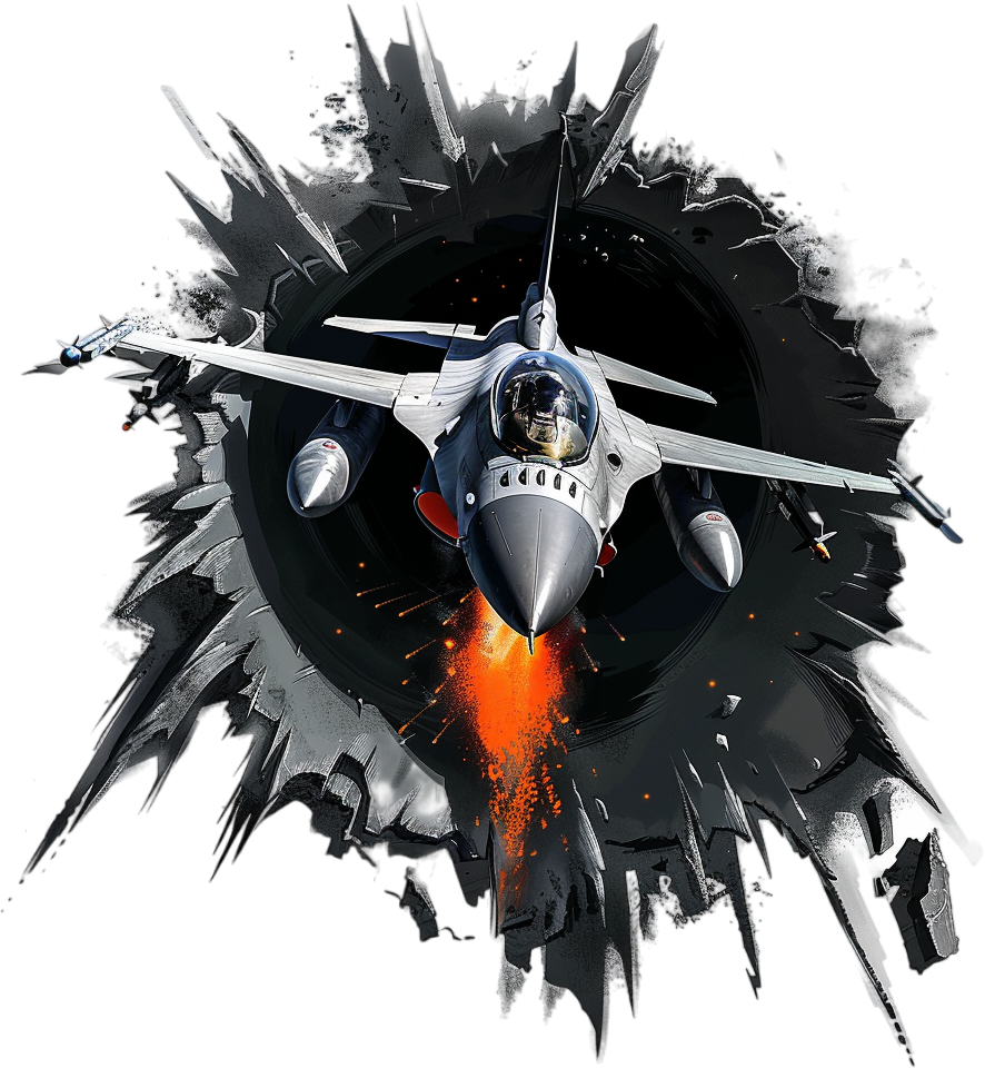 Вінілова наклейка "F16 в розлому" 3D для авто, 15x15 см