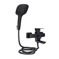 Змішувач для ванни та душу з неіржавкої сталі чорний Lidz Kubis короткий вилив