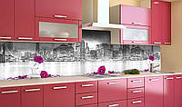 Наклейка виниловая кухонный фартук Zatarga 3Д Розы Город 600х2500 мм GT, код: 5570137