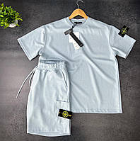 Мужской спортивный костюм Stone Island шорты и футболка комплект летний спорт костюм Стон Айленд fms