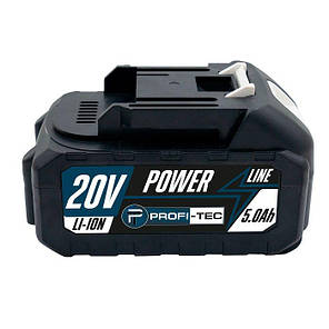 Акумуляторна батарея PROFI-TEC PT2050MP POWERLine (20 В/5.0 А·год, високоточна, з індикатором), фото 2