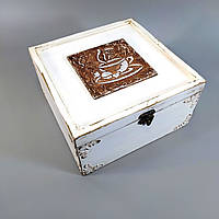 Короб для чайних пакетиків Майстерня містера Томаса 19,5*19,5*10,8 см кремовий зістарений