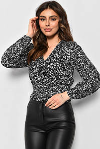 Блуза жіноча з принтом чорного кольору р.M 173633P