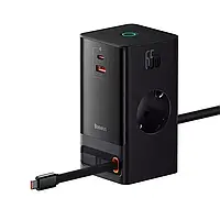 Зарядное устройство Baseus PowerCombo Digital PowerStrip 65W (2AC+1USB+Type-C+ Cable Type-C) 1,5m Black