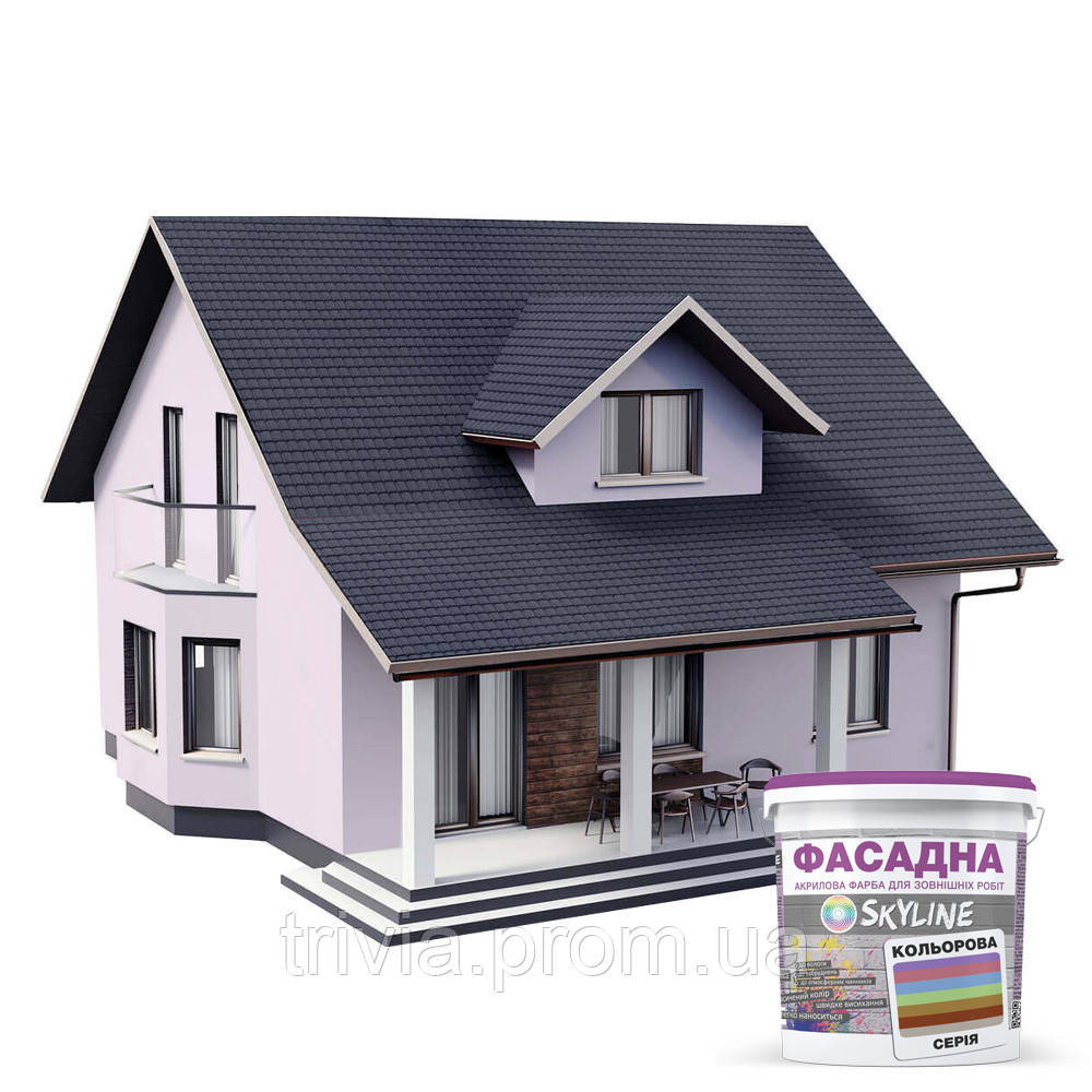 Краска Акрил-латексная Фасадная Skyline 0505-R50B Йогурт 3л TR, код: 8206288 - фото 3 - id-p2192810549