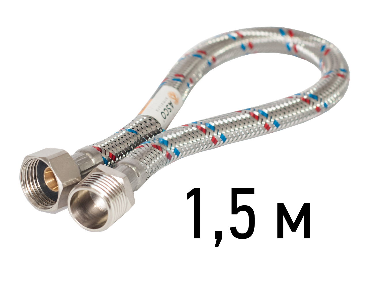 Шланг нержавіючий 1/2 ЗВ 1,5 м EPDM ASCO Armatura, фото 1