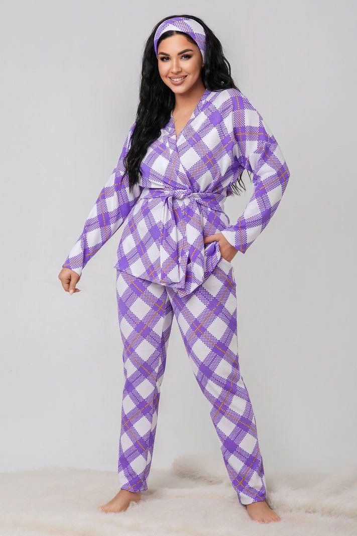 Жіночий домашній костюм фіолетового  кольору р.54-56 168812P