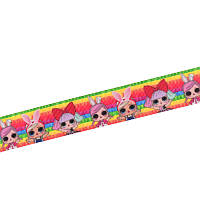 Репсовая лента с рисунком LOL, 25 мм, Разноцветная, 1 м (LEN-054889)