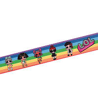 Репсовая лента с рисунком LOL, 25 мм, Разноцветная, 1 м (LEN-054890)